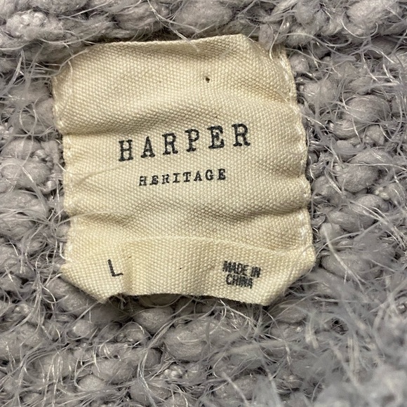 Harper Heritage sweater hoodie, size Large.  Gray and winter white. - Picture 4 of 5